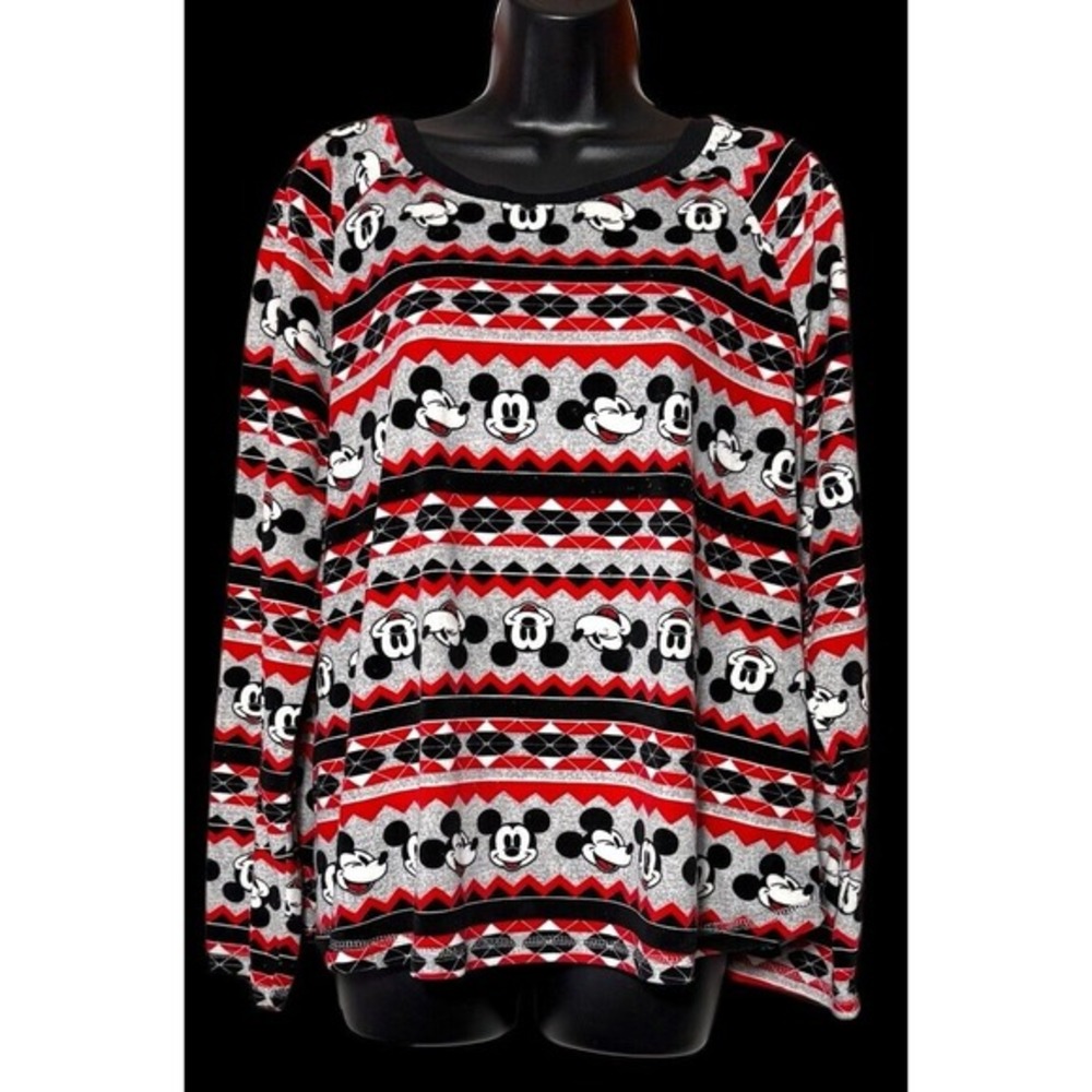Disney Mickey Mouse Long Sleeve Pajama Flannel‎ Top Womens Size XL (16/18)